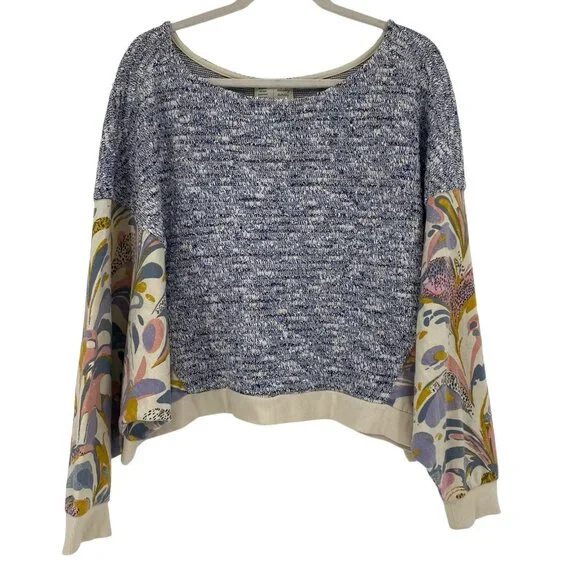 Saturday Sunday Anthropologie Size Large Sweatshirt Flora Printed Dolman - Picture 1 of 16